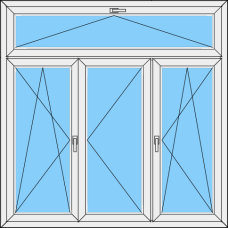 Fenster REHAU SYNEGO MD Dreiteilig dreh-kipp Links- Stulp -drehe kipp Rechts mit OL Kipp