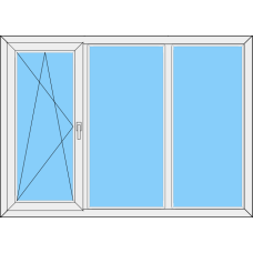 Fenster REHAU SYNEGO MD Dreiteilig dreh-kipp Links -Festverglasung Rahmen