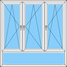 Fenster REHAU SYNEGO MD Dreiteilig DKL-DKR - DKR mit UL Fest
