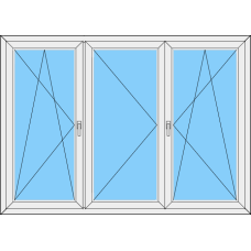 Fenster REHAU ED70 Dreiteilig DKL-Stulp Links-DKR