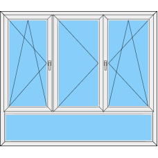 Fenster REHAU ED70 Dreiteilig DKL-Stulp Links-DKR mit UL Fest